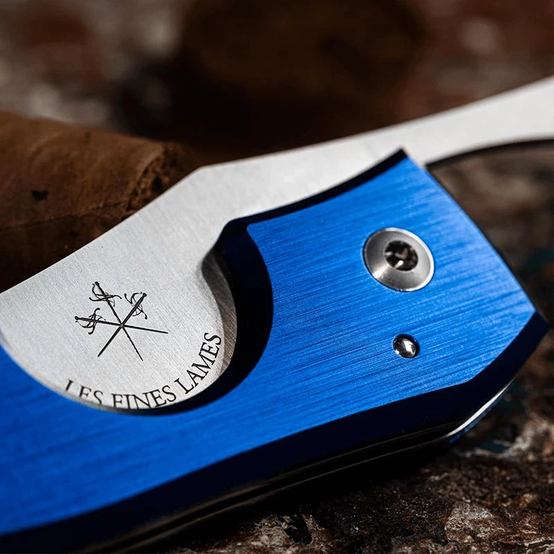 Cigar Knife Anodized Aluminum Blue