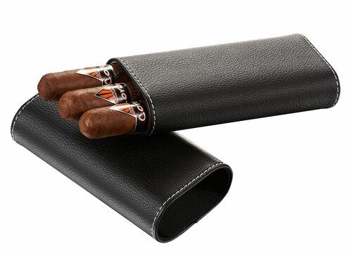 Santa Fe Leather Cigar Case - Textured Black