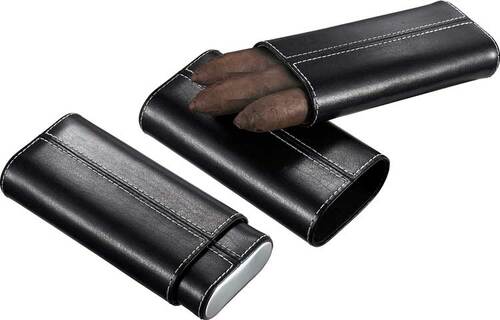 Santa Fe Leather 3 Cigar Case - Black